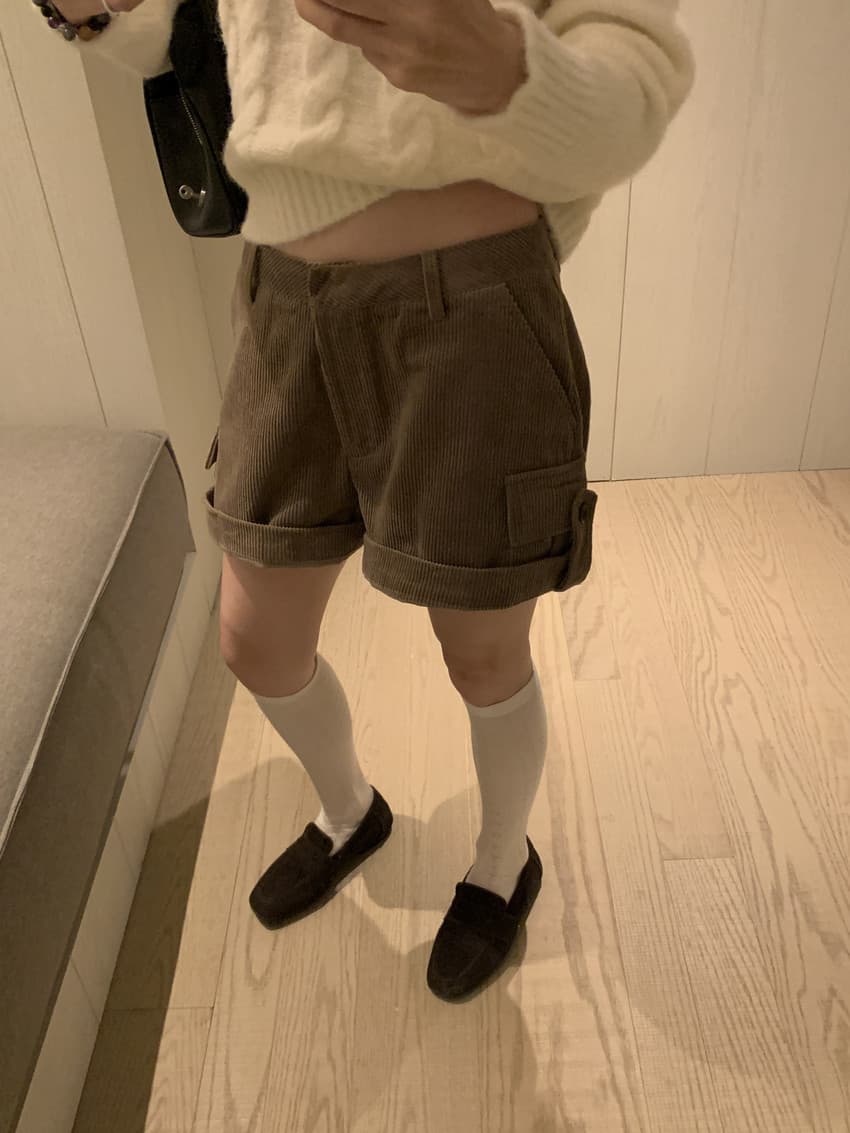 실사 레트로 작은 대중 코듀로이 루즈핏 슬림해 보이는 캐주얼 반바지 볼륨 측면 대 길다 다리 와이드 레그 팬츠 어린이 상세 이미지 55