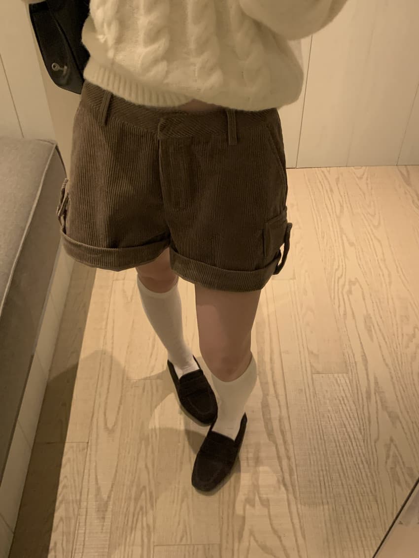 실사 레트로 작은 대중 코듀로이 루즈핏 슬림해 보이는 캐주얼 반바지 볼륨 측면 대 길다 다리 와이드 레그 팬츠 어린이 상세 이미지 59