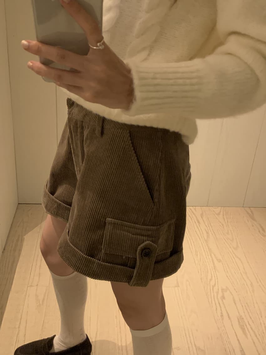 실사 레트로 작은 대중 코듀로이 루즈핏 슬림해 보이는 캐주얼 반바지 볼륨 측면 대 길다 다리 와이드 레그 팬츠 어린이 상세 이미지 60