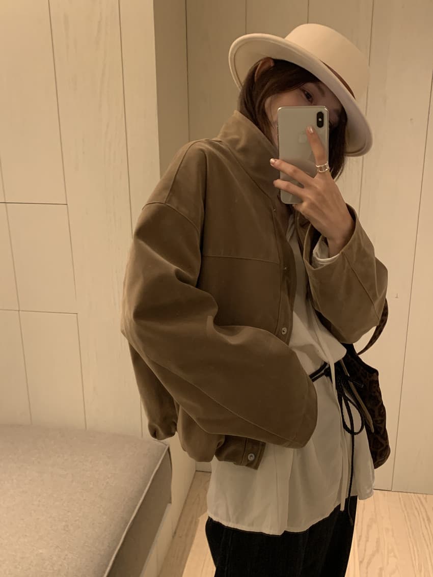 실사 아메리칸 레트로 스탠드 칼라 사슴 캐시미어 싱글 줄 버튼 긴팔 재킷 맨위 루즈핏 쇼트 스타일 재킷 2 색 상세 이미지 11
