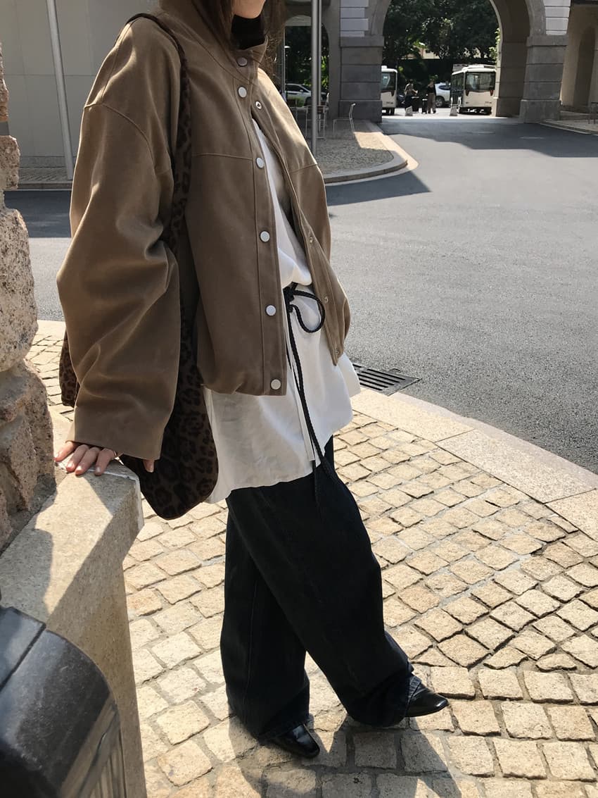실사 아메리칸 레트로 스탠드 칼라 사슴 캐시미어 싱글 줄 버튼 긴팔 재킷 맨위 루즈핏 쇼트 스타일 재킷 2 색 상세 이미지 51