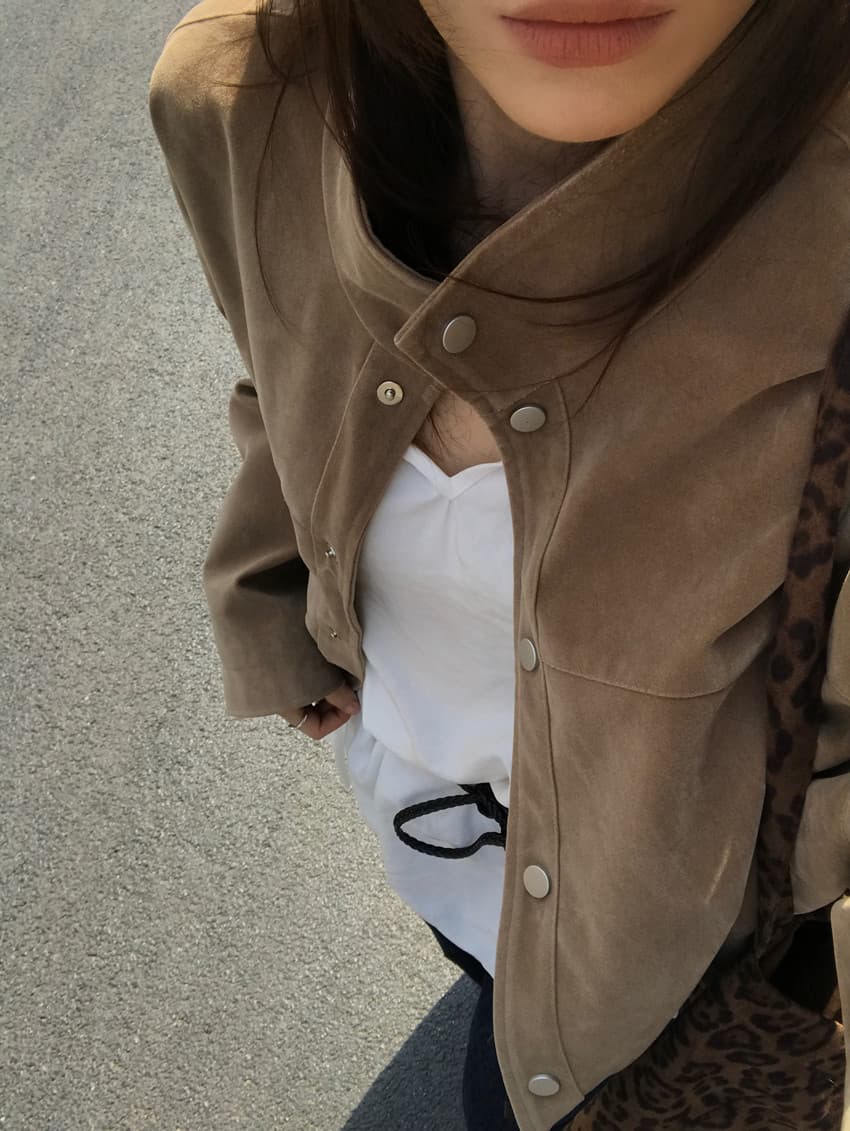 실사 아메리칸 레트로 스탠드 칼라 사슴 캐시미어 싱글 줄 버튼 긴팔 재킷 맨위 루즈핏 쇼트 스타일 재킷 2 색 상세 이미지 54