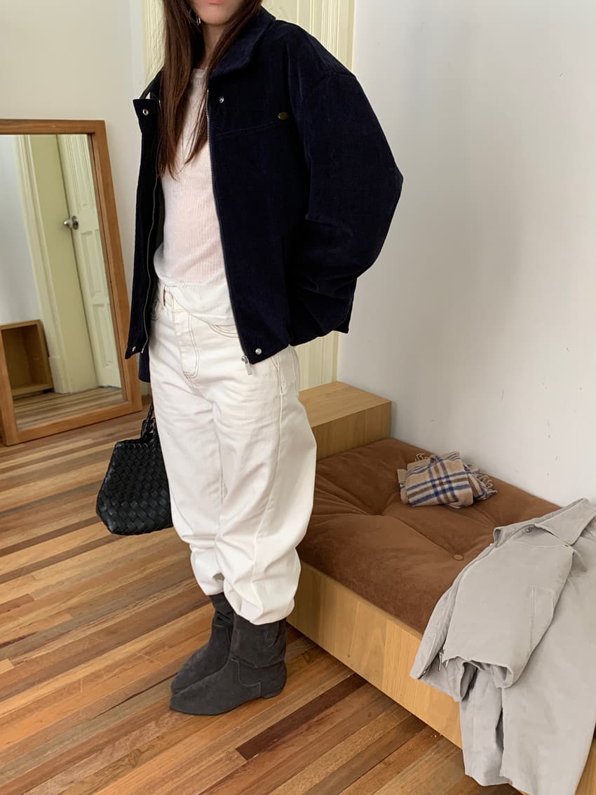 실사 품격 다용도 스탠드 칼라 코듀로이 지퍼 쇼트 스타일 재킷 루즈핏 재킷 맨위 2 색 상세 이미지 2