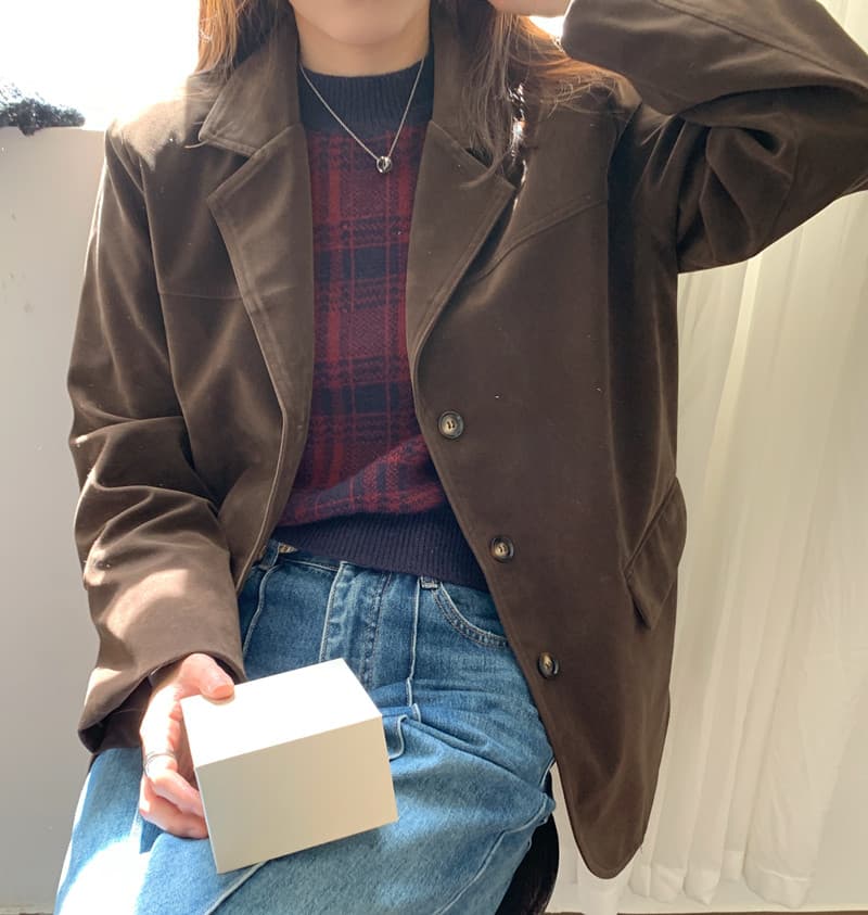 실사 아름다움 라드. 색상 시스템 레트로 폴로 칼라 싱글 줄 버튼 긴팔 정장 루즈핏 재킷 캐주얼 정장 2 색 이미지 3
