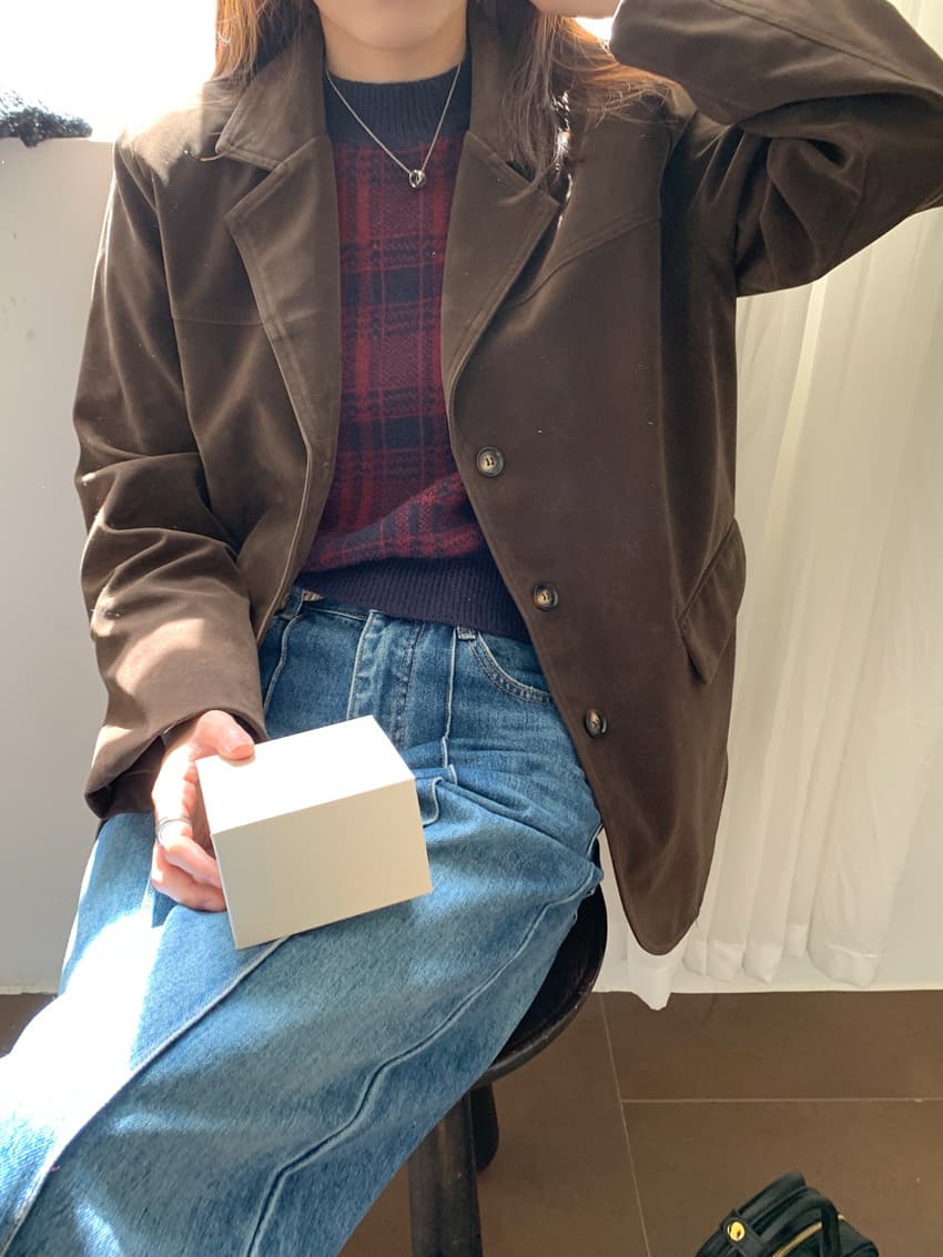 실사 아름다움 라드. 색상 시스템 레트로 폴로 칼라 싱글 줄 버튼 긴팔 정장 루즈핏 재킷 캐주얼 정장 2 색 상세 이미지 18