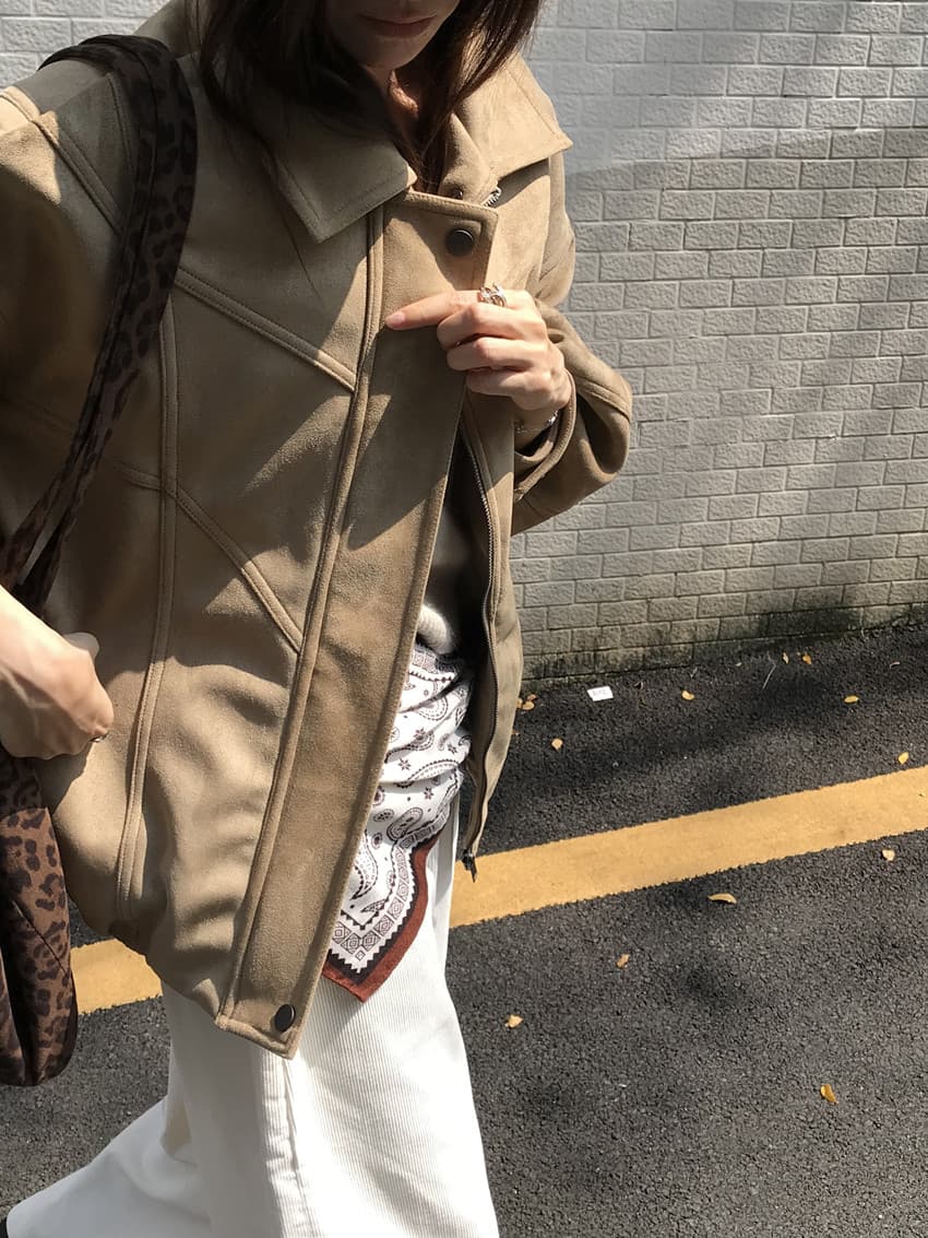 실사 아름다움 라드. 색상 시스템 레트로 폴로 칼라 지퍼 사슴 캐시미어 재킷 루즈핏 대 핏 스타일 재킷 맨위 2 색 상세 이미지 32