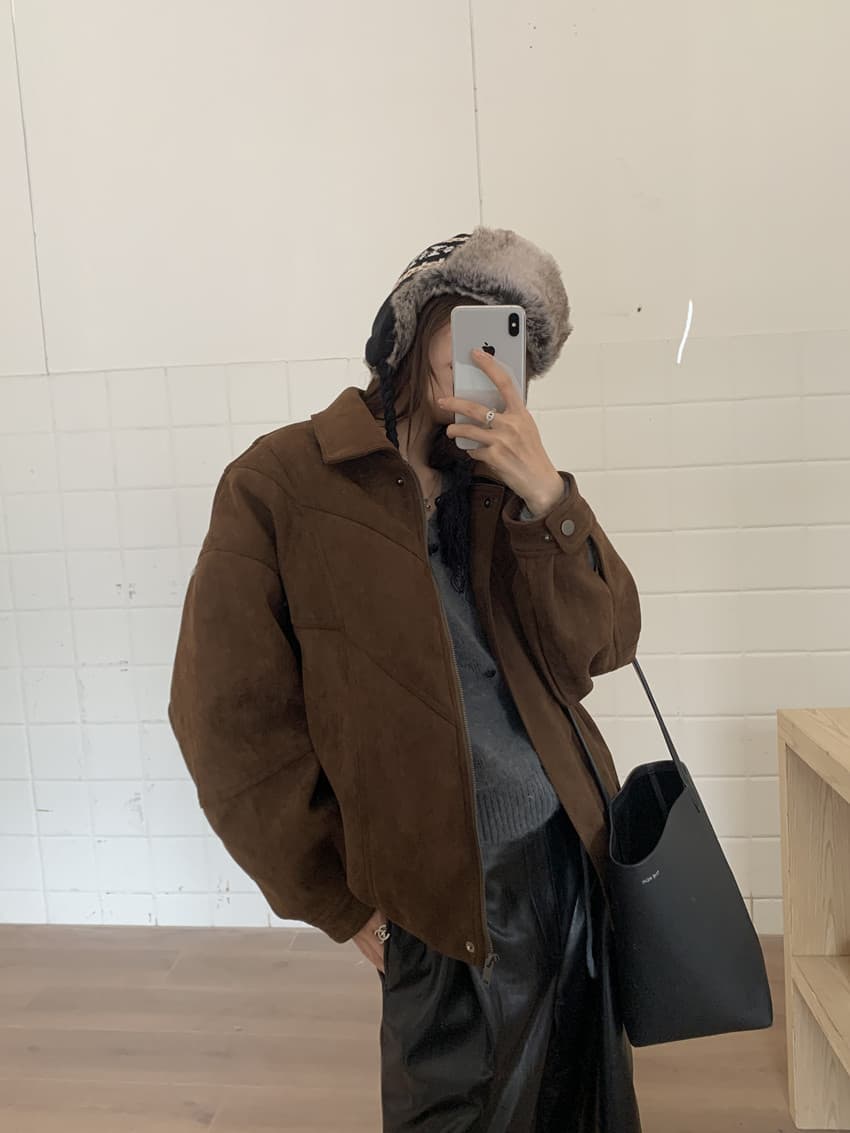 실사 레트로 작은 대중 폴로 칼라 지퍼 사슴 캐시미어 루즈핏 재킷 느긋한 오토바이 서비스 재킷 맨위 상세 이미지 81