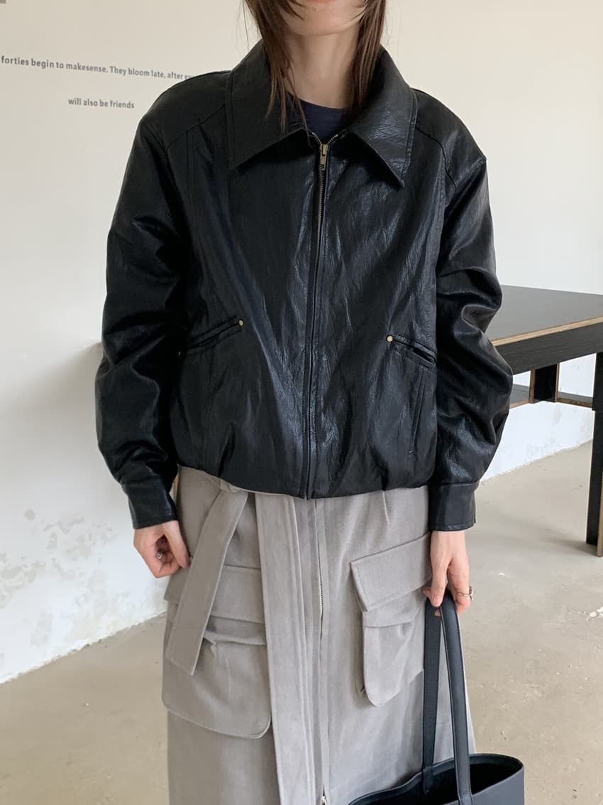실사 프랑스식 레트로 슈퍼 부드럽다 플러스 면 가죽 재킷 폴로 칼라 지퍼 쇼트 스타일 재킷 재킷 맨위 오토바이 서비스 상세 이미지 24