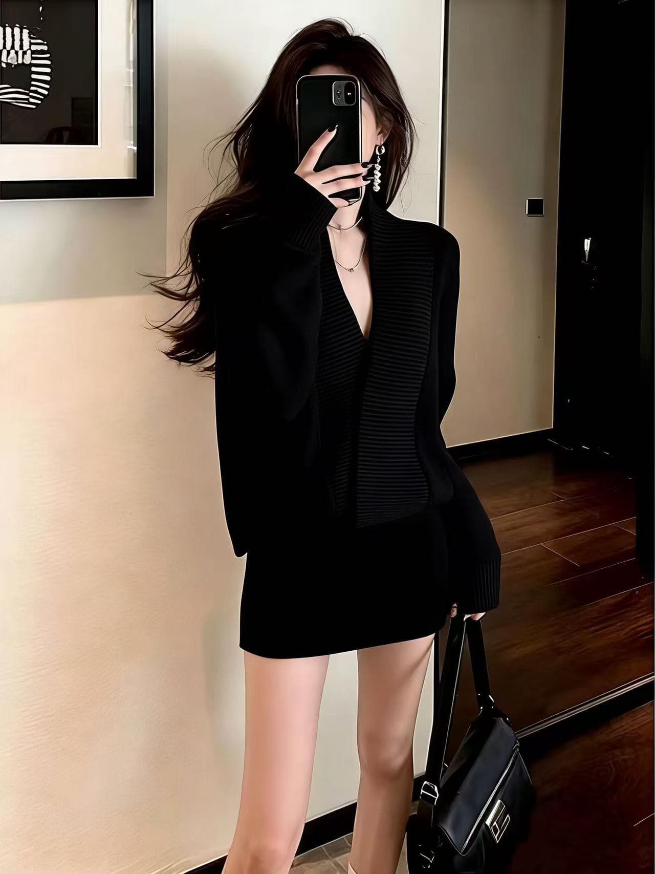 가스 전계 강도 대 명문 여성 품격 여신 팬 고급 센스 프랑스식 빛 요리 한 관대 한 점잖은 커피 색상 드레스 겨울 이미지 2