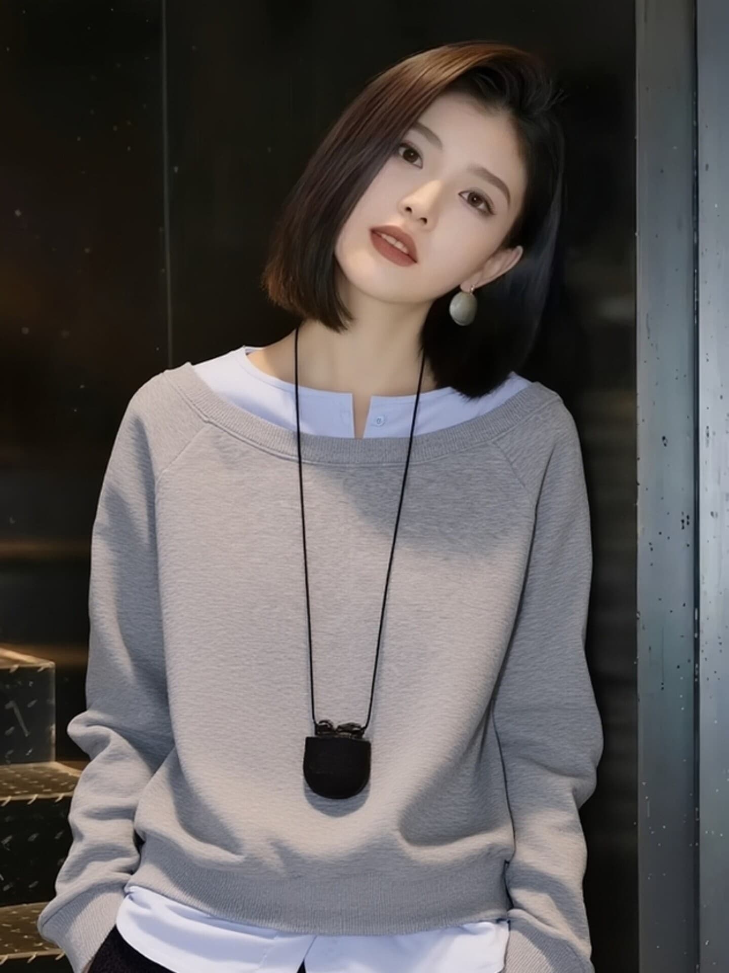 고급 센스 배색 페이크 레이어드 풀오버 스웨트셔츠 여성 2026 년 가을 빅 사이즈 지방 mm 루즈핏 캐주얼 긴팔 맨위 이미지 3