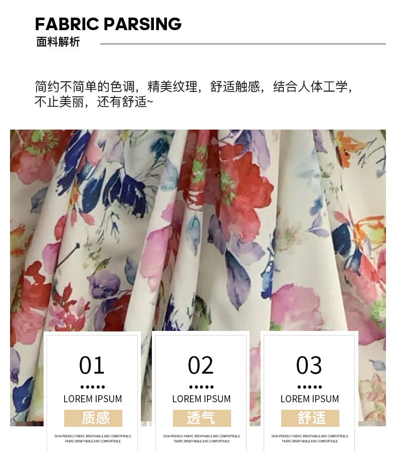 배색 꽃무늬 길다 쇼트 스타일 꽃무늬 슬립 드레스 아름다운 꽃무늬 오프숄더 삼아 해변가 휴가 해변 드레스 상세 이미지 7