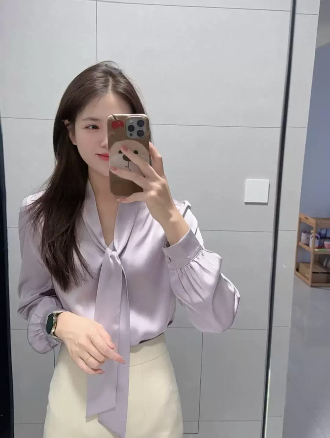 프랑스식 슈퍼 요정 새틴 도루 센스 리본 여성 셔츠 2026 새로운 고급 센스 빛 럭셔리 우아함 품격 긴팔 맨위 이미지 3