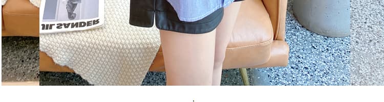 출퇴근 한국 스타일 루즈핏 신선함 레이스 핀 스트라이프 긴팔 셔츠 인형 셔츠 맨위 상세 이미지 18