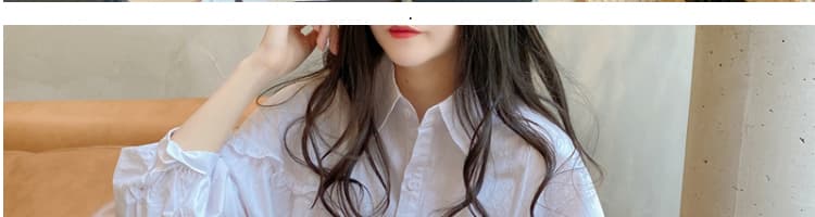 출퇴근 한국 스타일 루즈핏 신선함 레이스 핀 스트라이프 긴팔 셔츠 인형 셔츠 맨위 상세 이미지 34