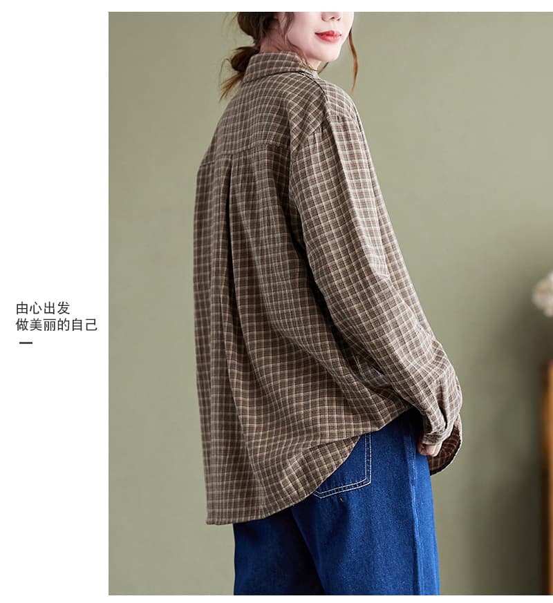 실사 새로운 한국 스타일 레트로 패션 맨위 문예 캐주얼 면 소재 오픈 가디건 체크무늬 셔츠 상세 이미지 18
