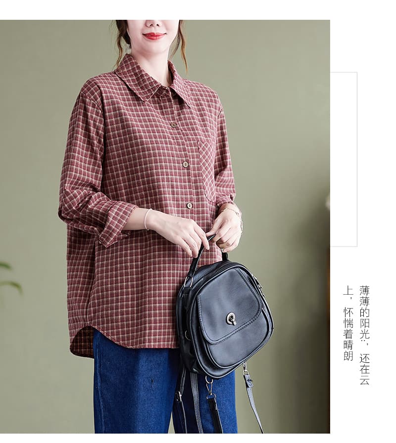 실사 새로운 한국 스타일 레트로 패션 맨위 문예 캐주얼 면 소재 오픈 가디건 체크무늬 셔츠 상세 이미지 21