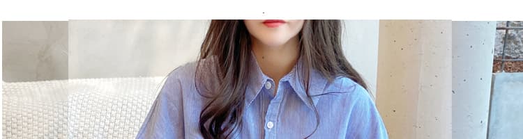 1598# 출퇴근 한국 스타일 루즈핏 신선함 레이스 핀 스트라이프 긴팔 셔츠 인형 셔츠 맨위 상세 이미지 23
