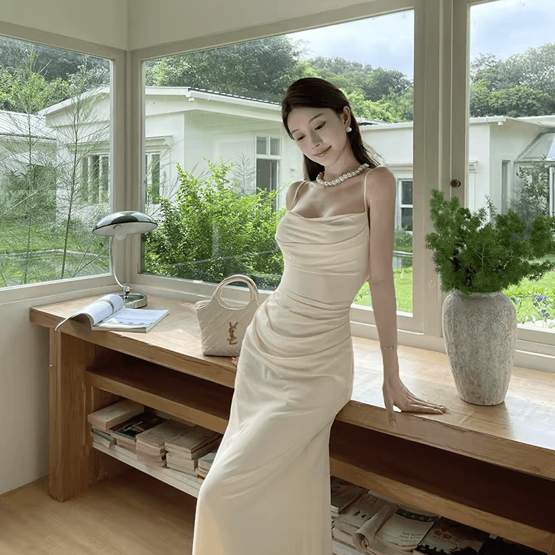 섹시함 흔들다 칼라 슬립 여성 드레스 여름 고급 망사 패치워크 몸매 가꾸기 휴가 예복 롱 스커트 상세 이미지 3