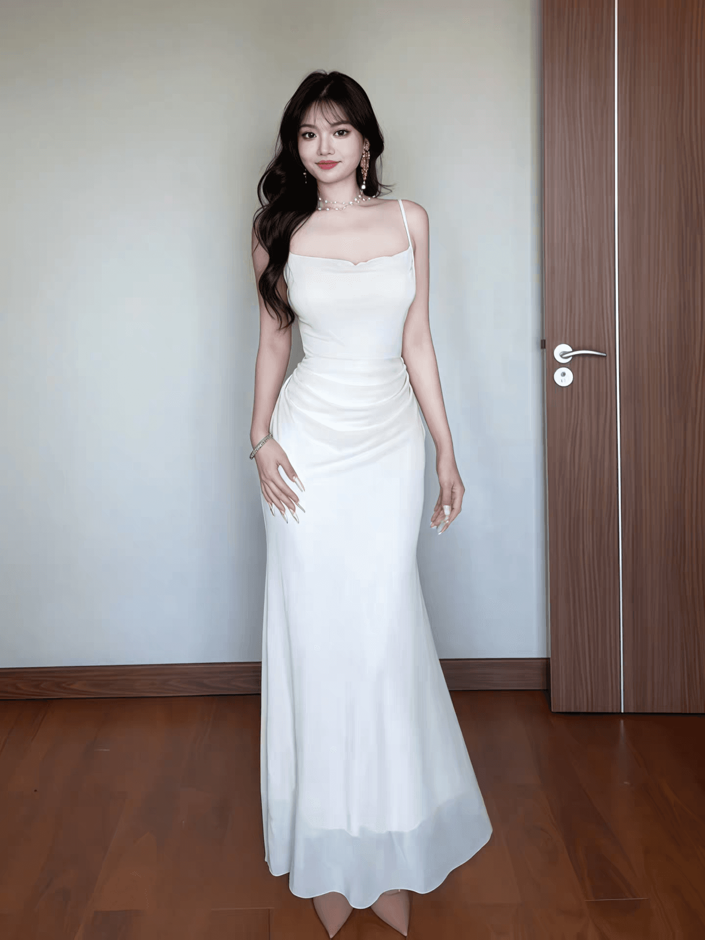섹시함 흔들다 칼라 슬립 여성 드레스 여름 고급 망사 패치워크 몸매 가꾸기 휴가 예복 롱 스커트 상세 이미지 8