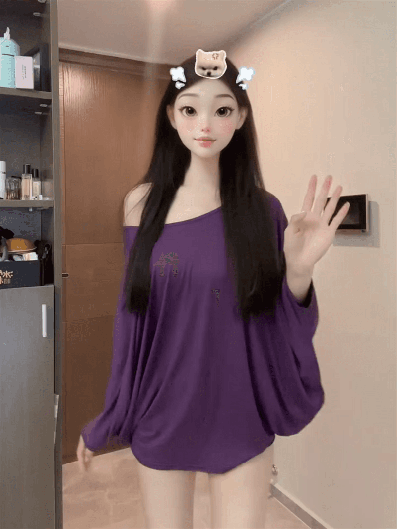 배트윙 소매 망토 모달 부드럽다 도루 가을 센스 루즈핏 작은 맨위 여성 단색 비스듬한 어깨 티셔츠 순수한 욕망 느긋한 바람 상세 이미지 4