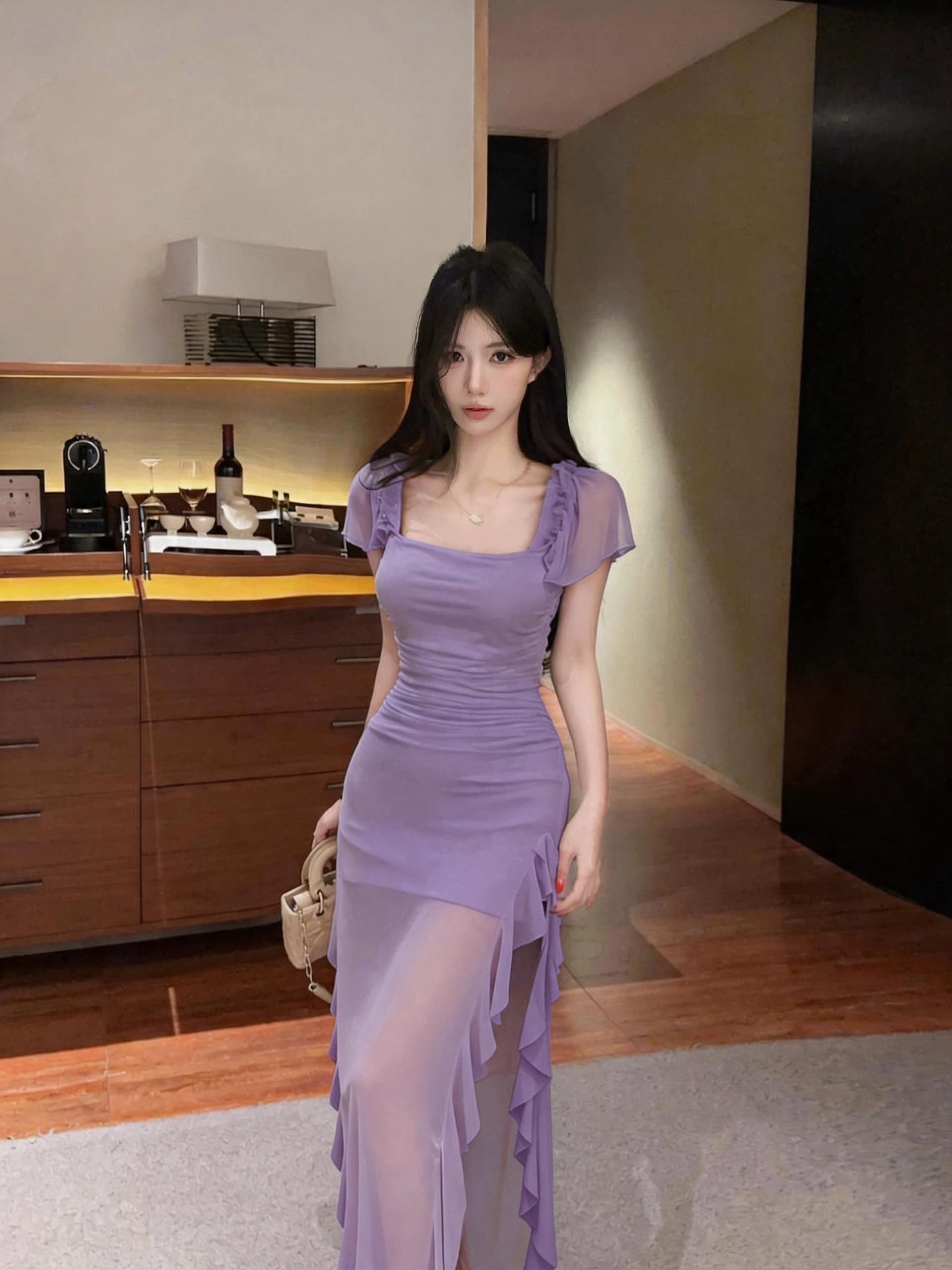 실사 섹시함 드레스 패션 망사 드레스 상세 이미지 1
