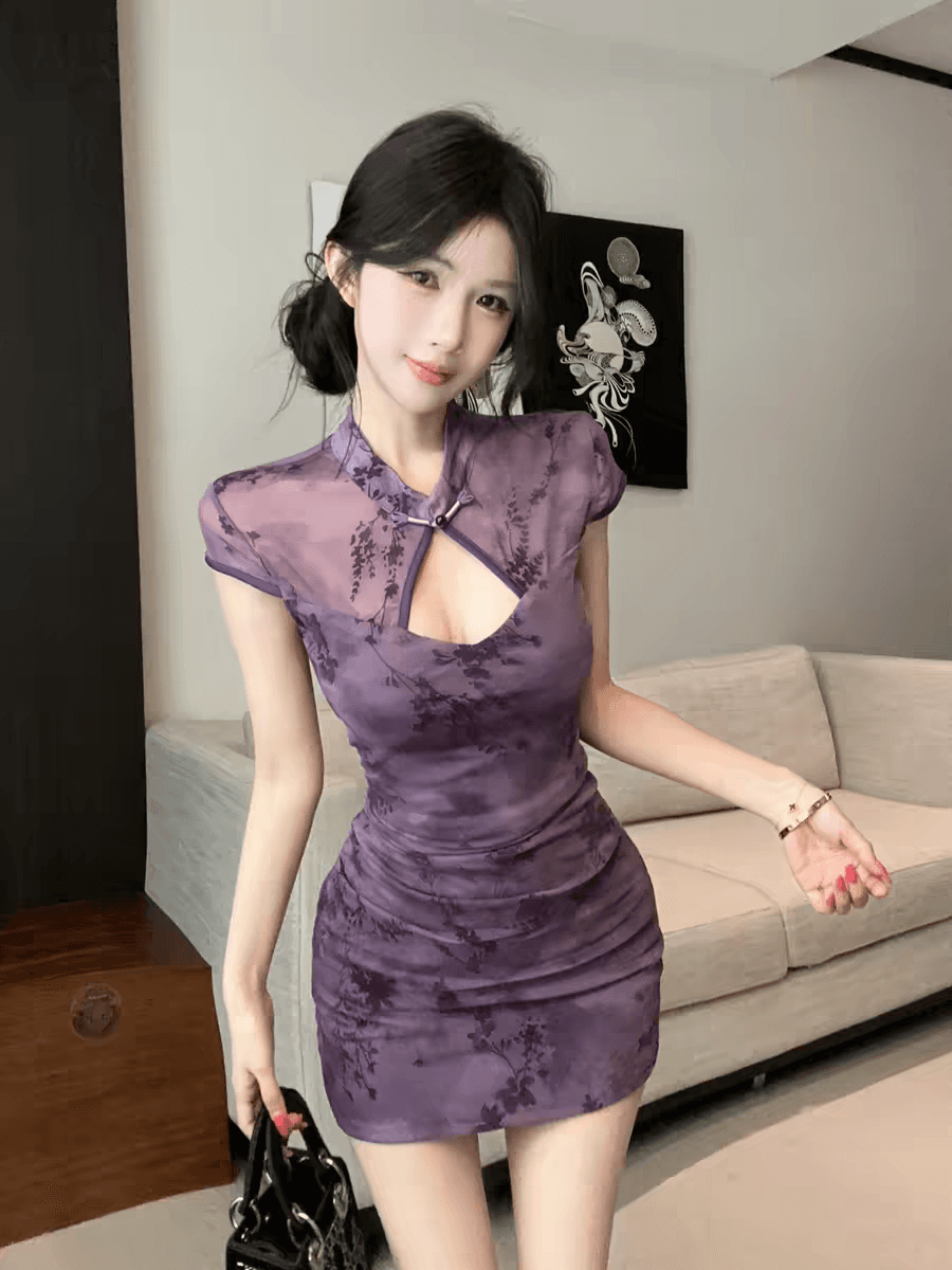 실사 녹색 디자인 센스 섹시함 바람 새로운 중식 개선 치파오 드레스 상세 이미지 5