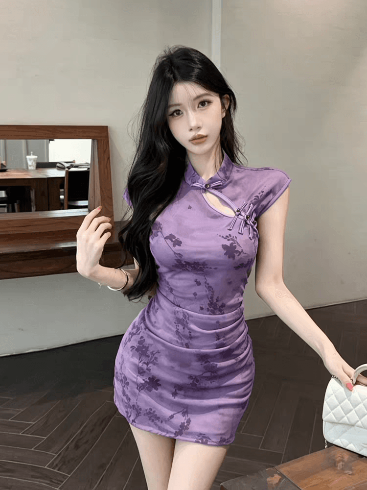실사 순수한 욕망 섹시함 영 개선 치파오 여성 드레스 여름 이미지 2