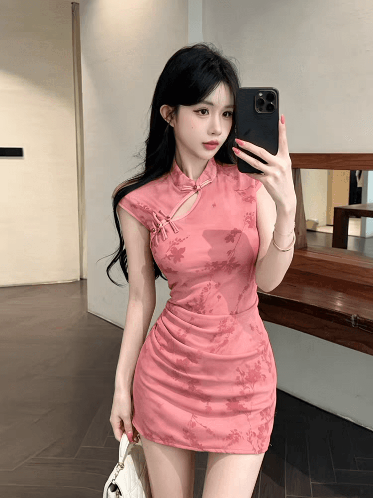 실사 순수한 욕망 섹시함 영 개선 치파오 여성 드레스 여름 이미지 3