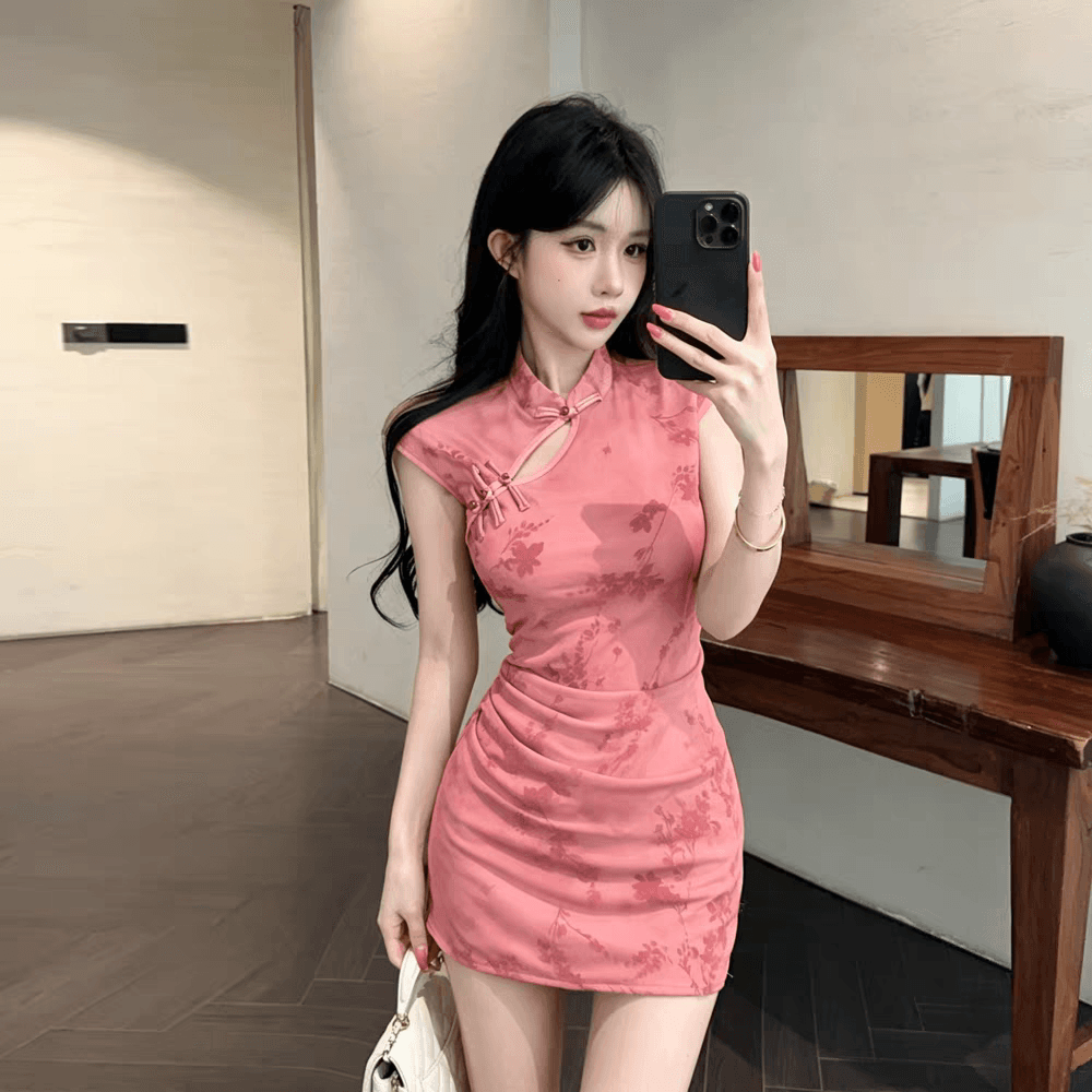 실사 순수한 욕망 섹시함 영 개선 치파오 여성 드레스 여름 이미지 5