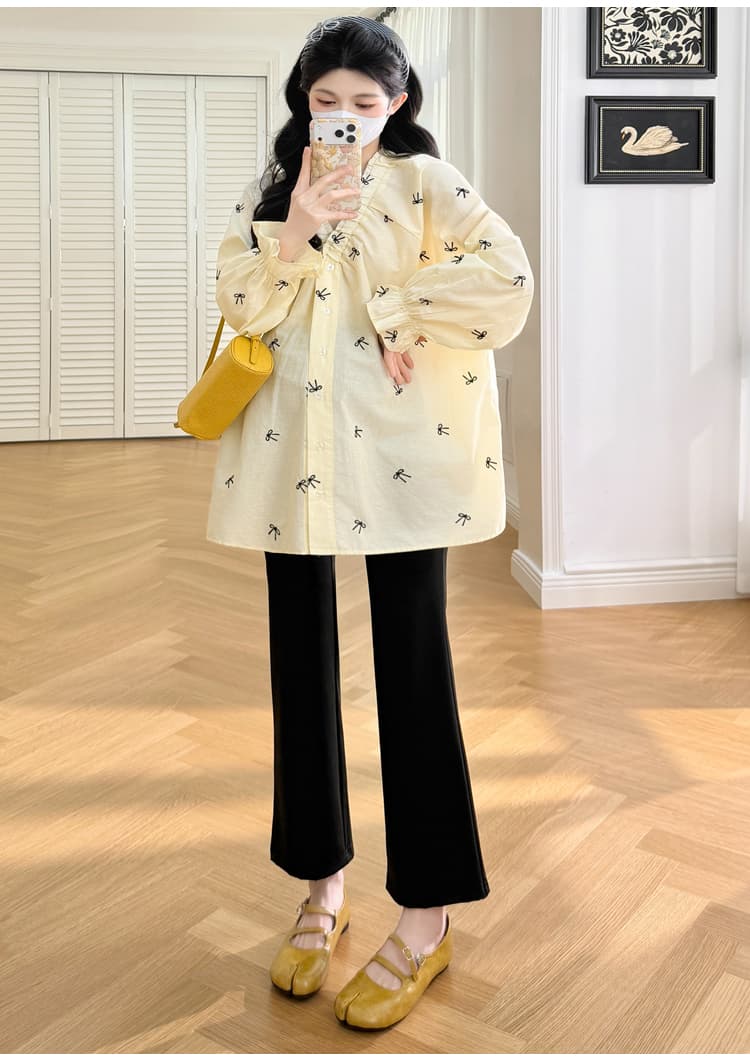 실사 2026 품질 출산 착용 이른 가을 새로운 긴팔 중간 길이 셔츠 V넥 인형 셔츠 패션 맨위 상세 이미지 6
