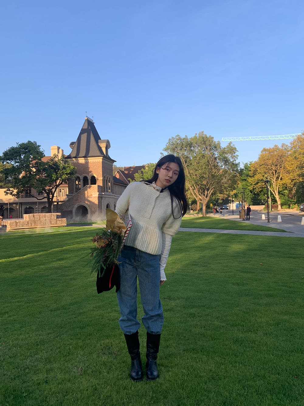 실사 작은 대중 한 부서 레트로 소녀 라운드 넥 세 버클 니트 스택 착용 거품 소매 반팔 스웨터 상세 이미지 88