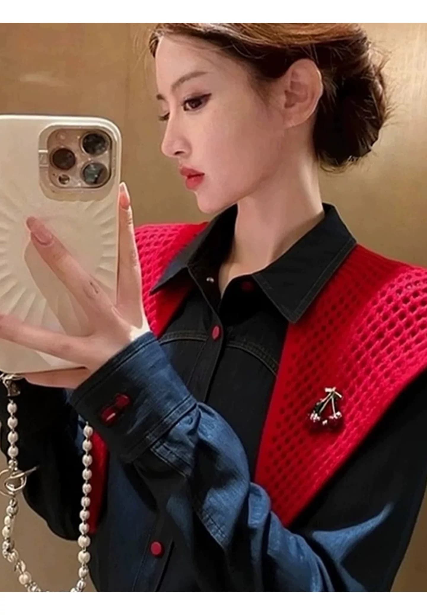 2026 이른 봄 신제품 데님 숄 여성 셔츠 레트로 디자인 센스 슬림해 보이는 출퇴근 일상 미니멀리즘 긴팔 맨위