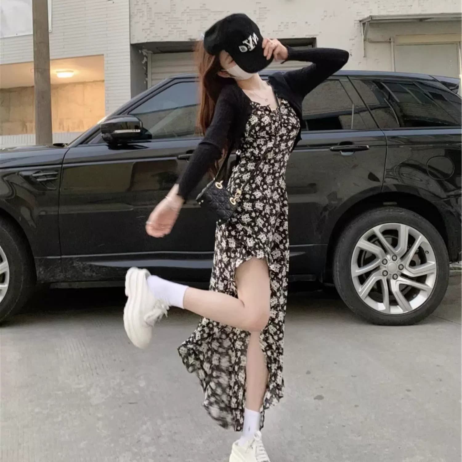 2026 봄 여름 새로운 디자인 센스 불규칙 꽃무늬 슬립 드레스 프랑스식 레트로 꽃무늬 슬립 드레스 이미지 5