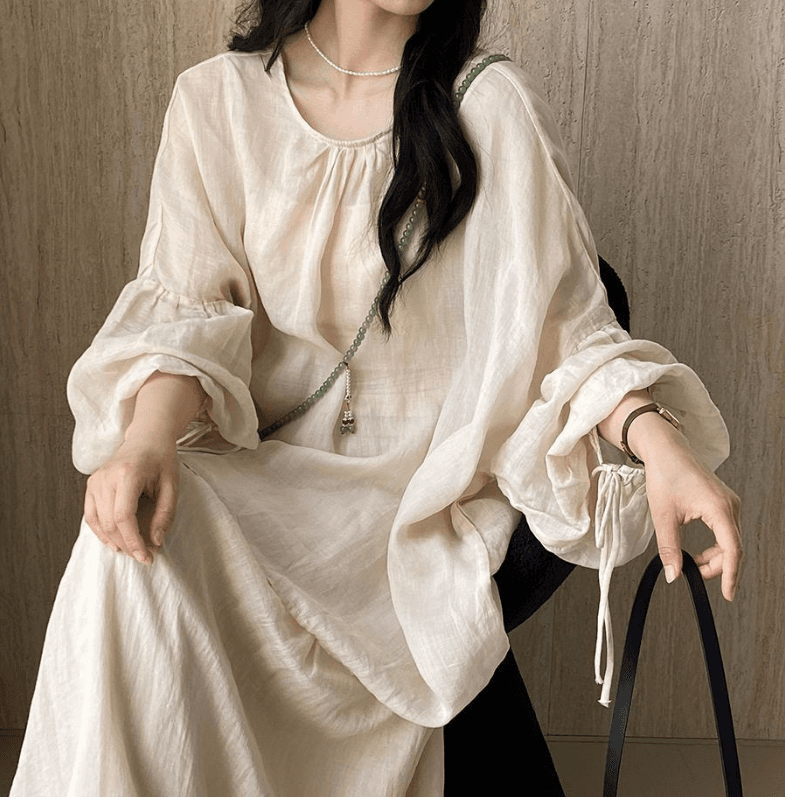 2026 빅 사이즈 여성 의류 프랑스식 패션 바람 라미 벌룬 소매 셔츠 느긋한 맨위 태양 보호 셔츠