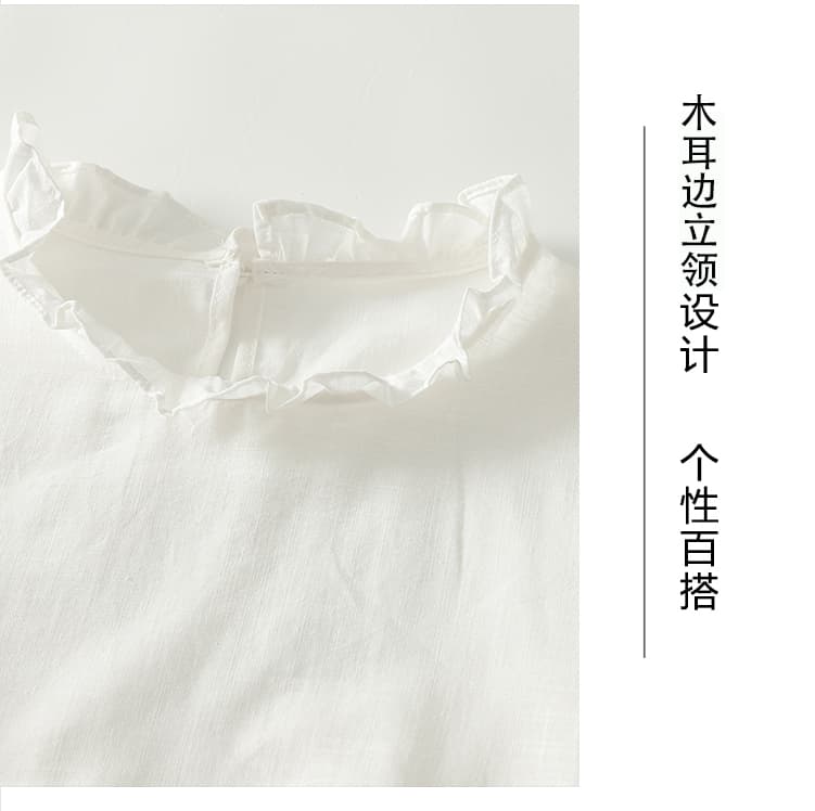 실사 여름 새로운 빅 사이즈 태양 보호 셔츠 루즈핏 빛 럭셔리 미니멀리즘 품격 망사 중간 소매 면 린넨 얇고 가벼운 ~을 통해 섹션 셔츠 상세 이미지 8