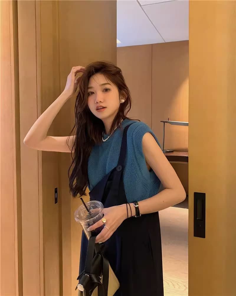 여름 드레스 빅 사이즈 여성 의류 동대문 슬림해 보이는 연령 감소 다용도 달콤함 품격 멜빵 바지 m-5xl200 근 이미지 2