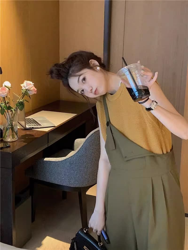 여름 드레스 빅 사이즈 여성 의류 동대문 슬림해 보이는 연령 감소 다용도 달콤함 품격 멜빵 바지 m-5xl200 근 상세 이미지 13
