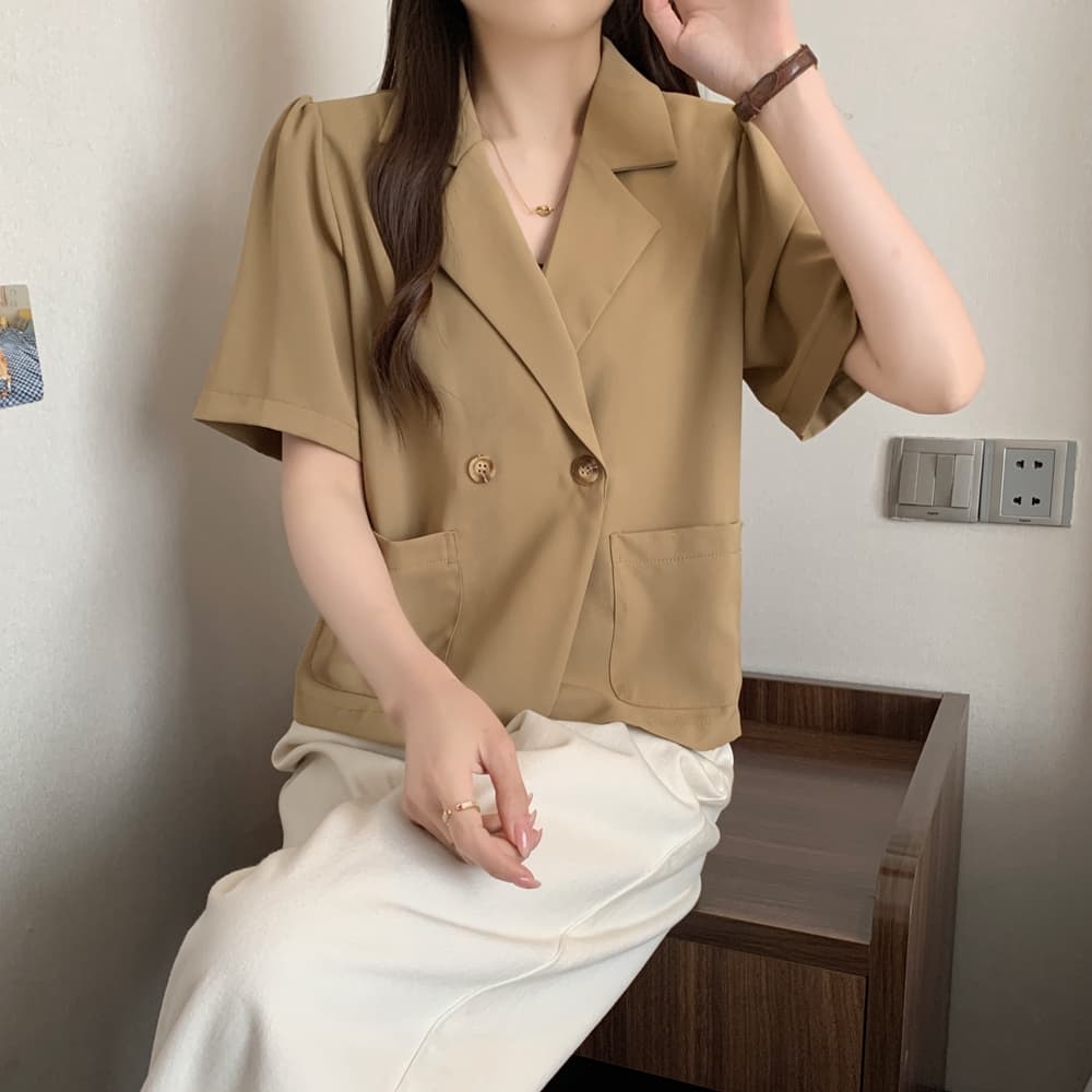 실사 여름 드레스 빅 사이즈 블레이저 폴로 칼라 루즈핏 거품 소매 쇼트 스타일 정장 맨위 m 4xl 200 kg 상세 이미지 12