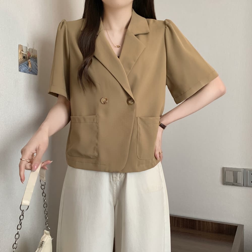 실사 여름 드레스 빅 사이즈 블레이저 폴로 칼라 루즈핏 거품 소매 쇼트 스타일 정장 맨위 m 4xl 200 kg 상세 이미지 13