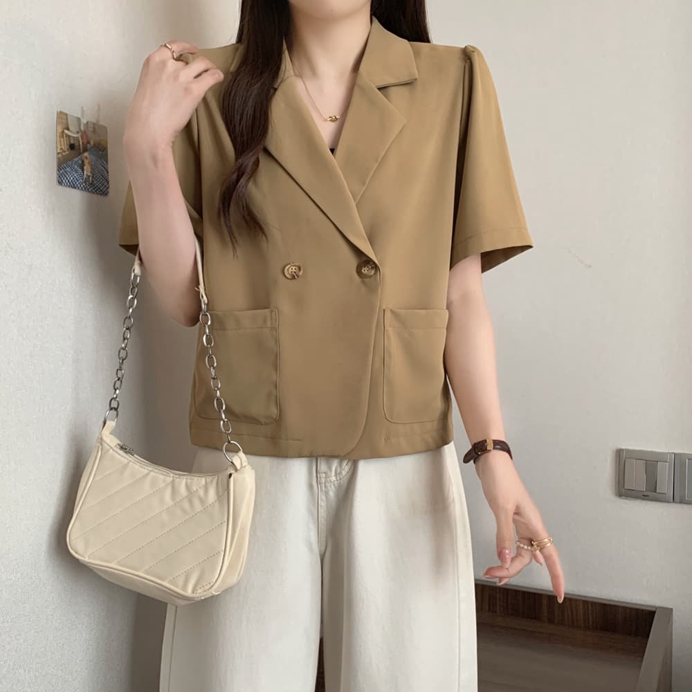실사 여름 드레스 빅 사이즈 블레이저 폴로 칼라 루즈핏 거품 소매 쇼트 스타일 정장 맨위 m 4xl 200 kg 상세 이미지 14