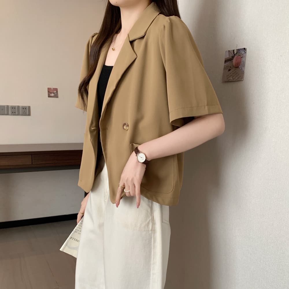 실사 여름 드레스 빅 사이즈 블레이저 폴로 칼라 루즈핏 거품 소매 쇼트 스타일 정장 맨위 m 4xl 200 kg 상세 이미지 15