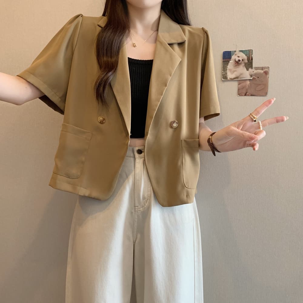 실사 여름 드레스 빅 사이즈 블레이저 폴로 칼라 루즈핏 거품 소매 쇼트 스타일 정장 맨위 m 4xl 200 kg 상세 이미지 19