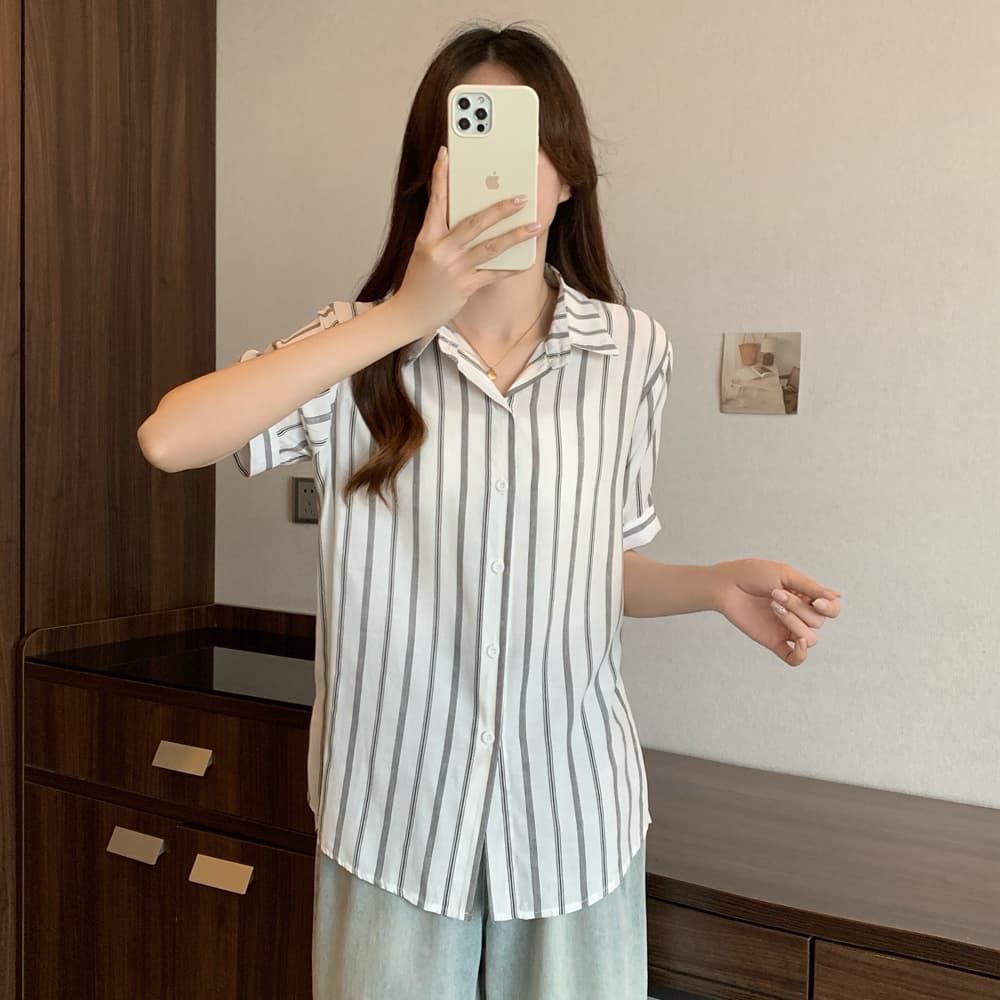 실사 여름 드레스 새로운 빅 사이즈 여성 의류 지방 mm 슬림해 보이는 반팔 셔츠 인사이드 가져 가라. 만나는 셔츠 m-4xl200 근 상세 이미지 22