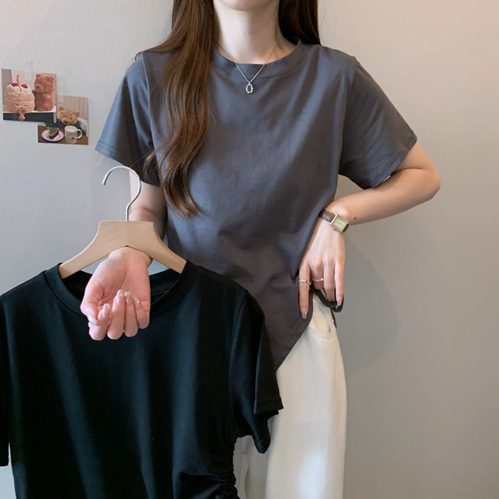 실사 폭발 다용도 여름 섹션 긍정적 인 어깨 티셔츠 여성 지방 mm 불규칙 반팔 티셔츠 맨위 m-4xl200 근 이미지 2