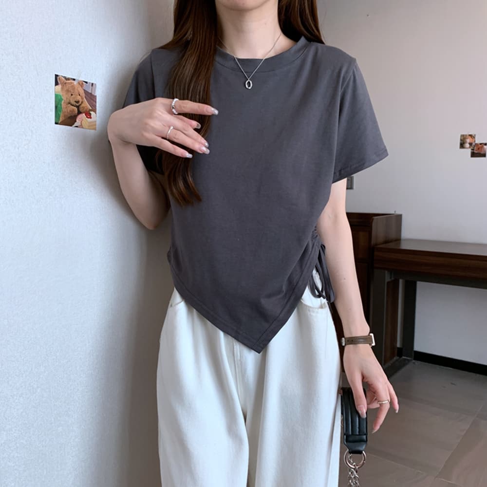 실사 폭발 다용도 여름 섹션 긍정적 인 어깨 티셔츠 여성 지방 mm 불규칙 반팔 티셔츠 맨위 m-4xl200 근 상세 이미지 8