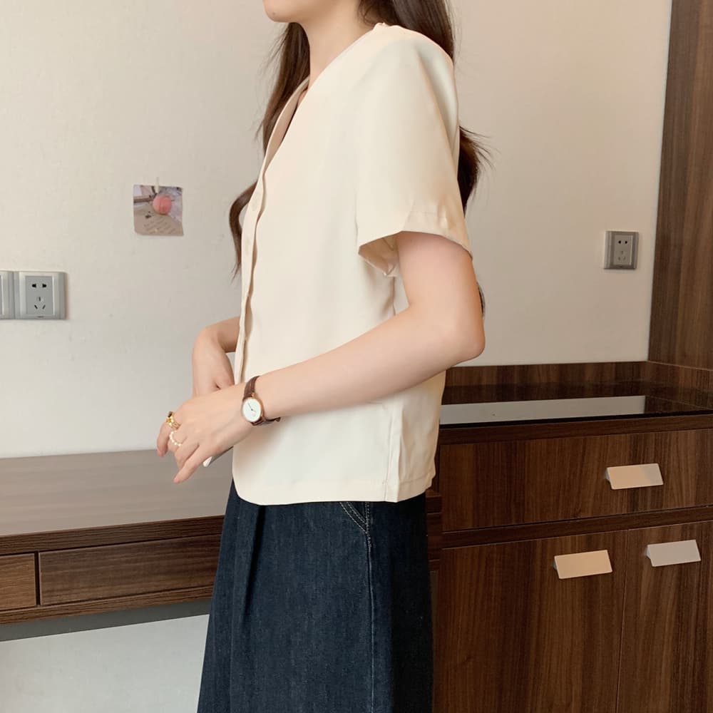 실사 여름 드레스 빅 사이즈 여성 의류 한국 스타일 chic 슬림해 보이는 V넥 싱글 줄 버튼 정장 맨위 m 4xl 200 kg 상세 이미지 8