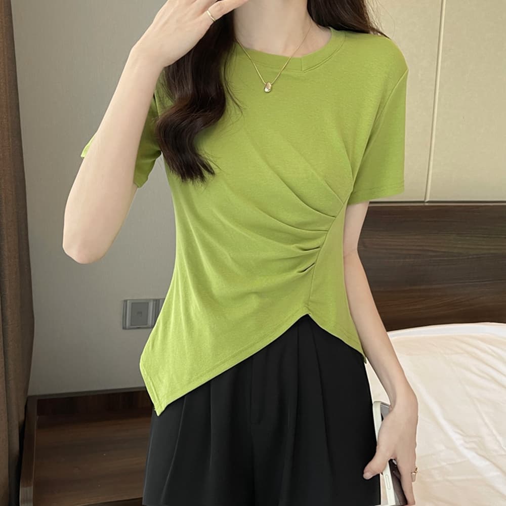 실사 원본 품질 테두리 빅 사이즈 여성 의류 지방 mm 검정색 불규칙 반팔 티셔츠 맨위 m-4xl200 근 상세 이미지 10