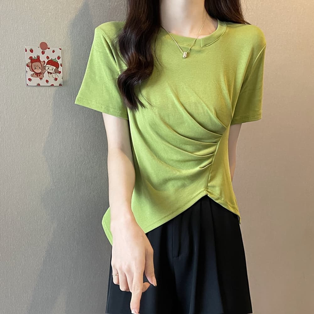 실사 원본 품질 테두리 빅 사이즈 여성 의류 지방 mm 검정색 불규칙 반팔 티셔츠 맨위 m-4xl200 근 상세 이미지 11