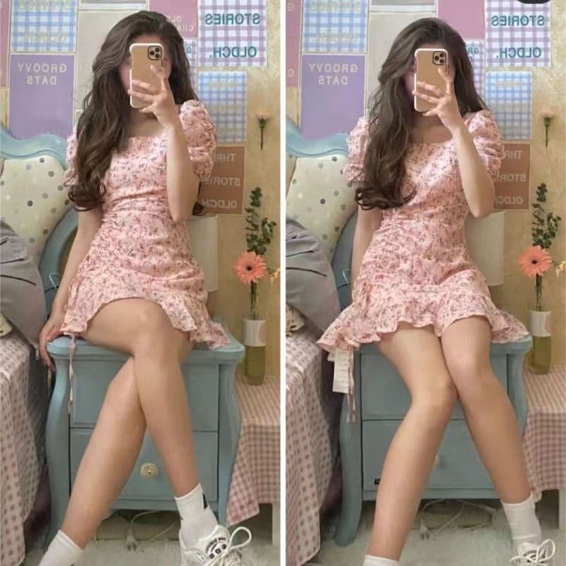여름 드레스 빅 사이즈 여성 의류 꽃무늬 지방 mm 달콤한 미국 칼라 허리 수축 슬림해 보이는 요정 드레스 m 4xl 200 kg 이미지 2