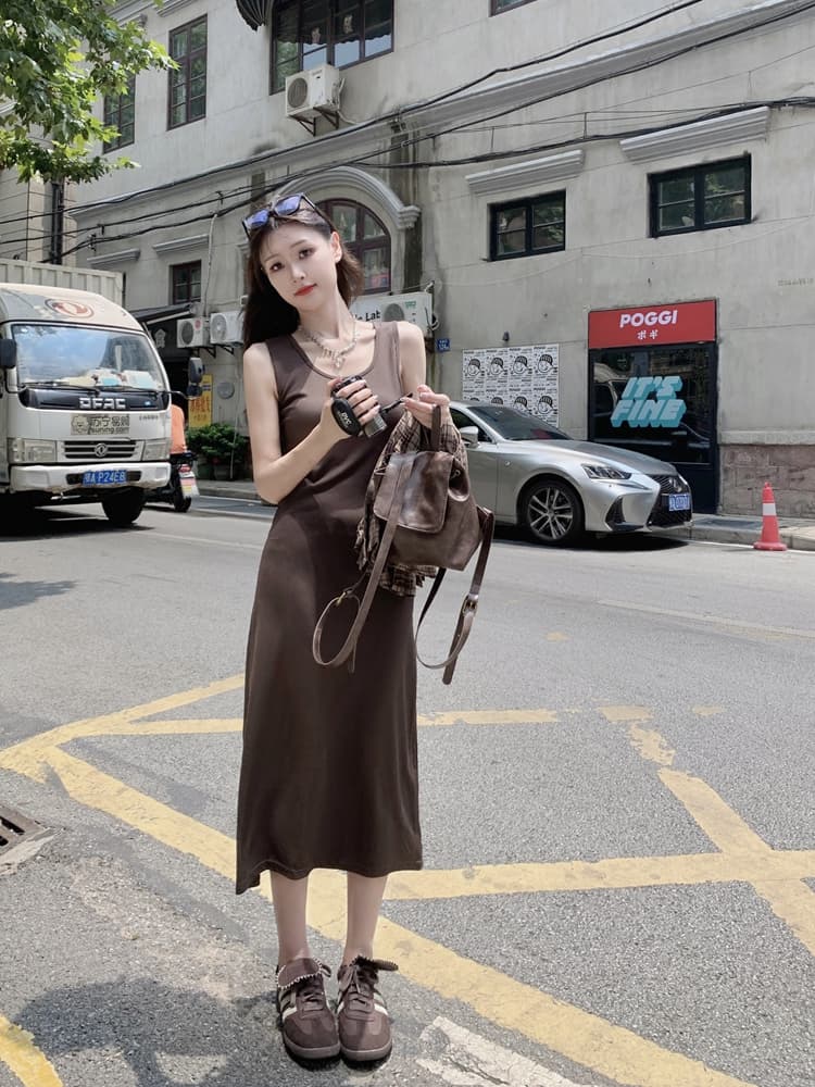 실사 여름 드레스 새로운 빅 사이즈 여성 의류 한국어 조끼 원피스 체크무늬 셔츠 세트 m-4xl200 근 상세 이미지 5